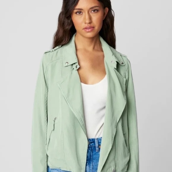 BLANK NYC Jacket Womens Small Green Sage Moto Military Contemporary - Picture 4 of 15